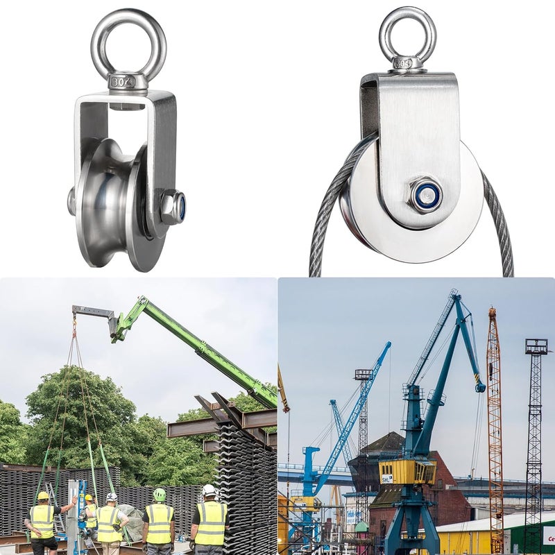 KCNOFNC Heavy Duty Cable Pulley Wheel, Swivel Pulley Block, Stainless Steel, Bearing Inside, Loading 1800lb - Image 5